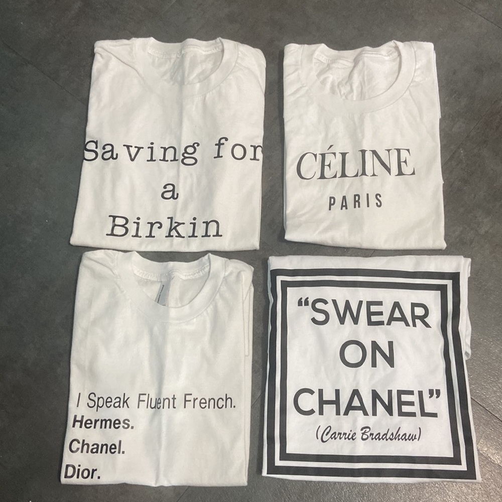 Celine Birkin Printed Soft Cotton Tee Shirts lot of 4 pcs mint (Small)